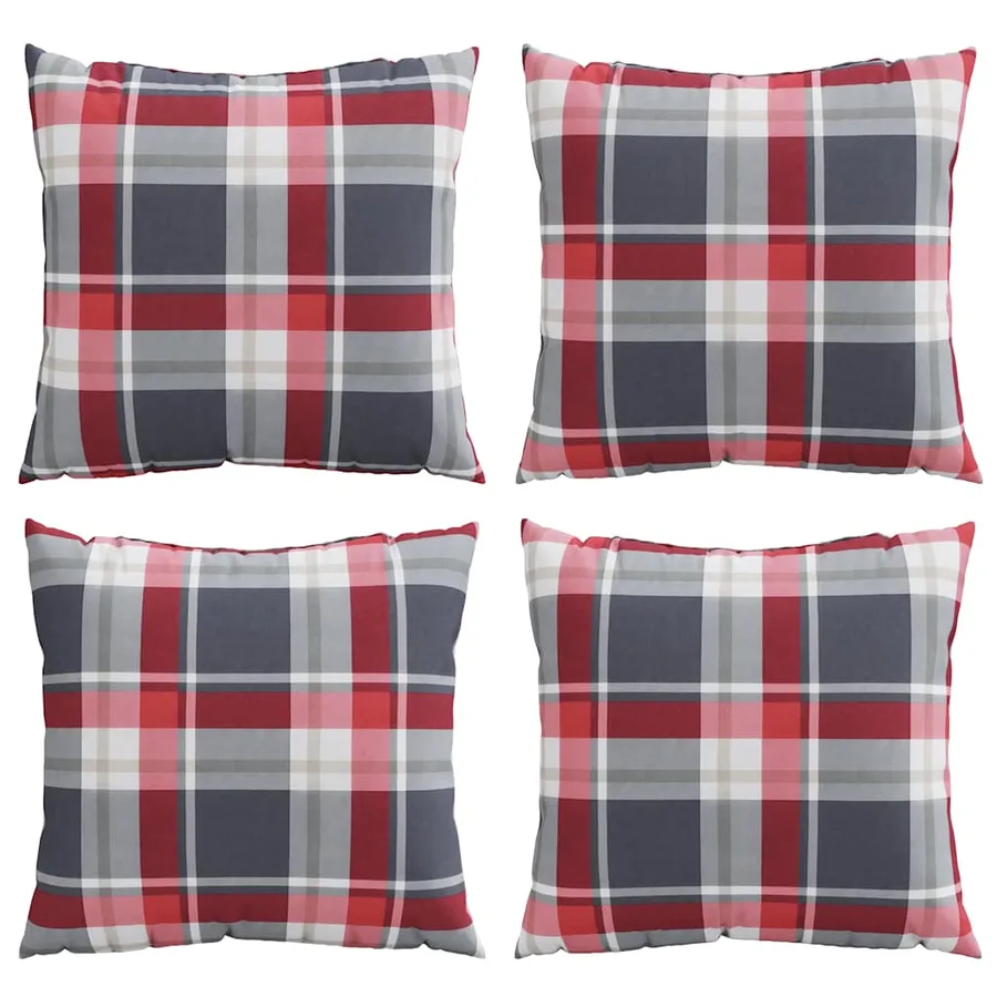 Coussins de canapé 4 pcs motif à carreaux rouges 60 x 60 cm en tissu - 4