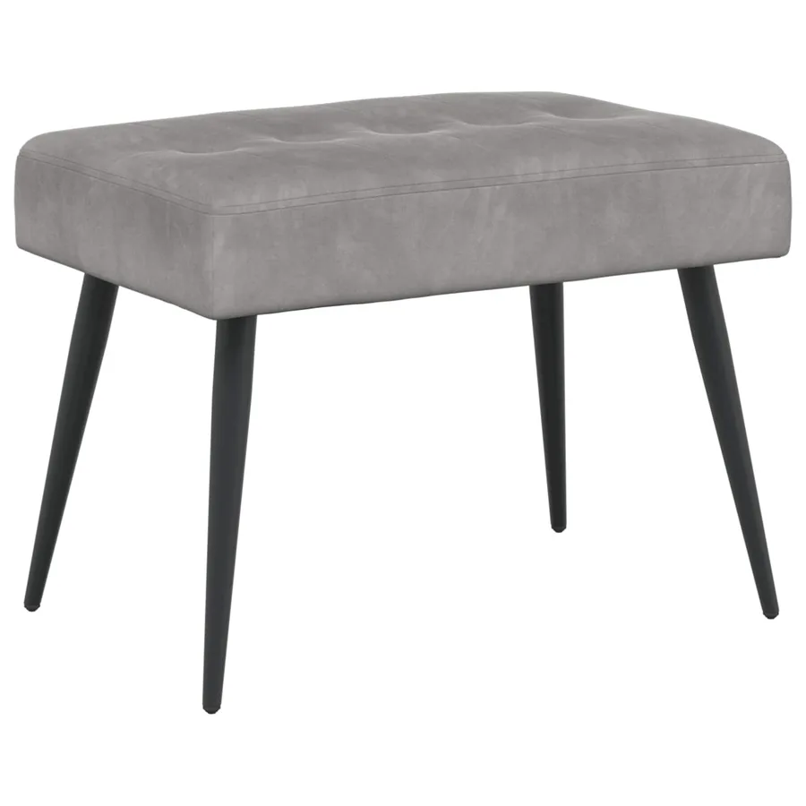 Banc avec capitonnage bouton Gris clair 60 x 40 x 45 cm Velours - 2