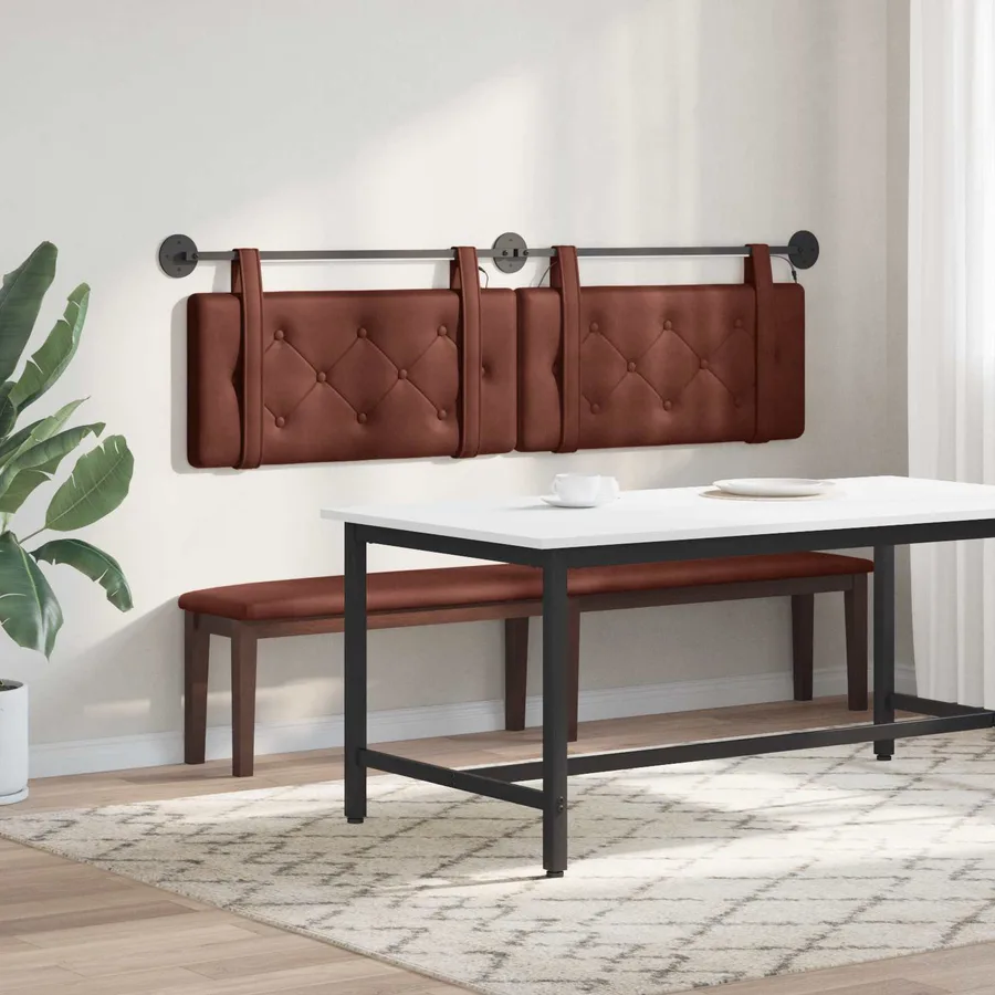 Tête de lit suspendue Avec lumière LED Brun Brillant PU antique - 4