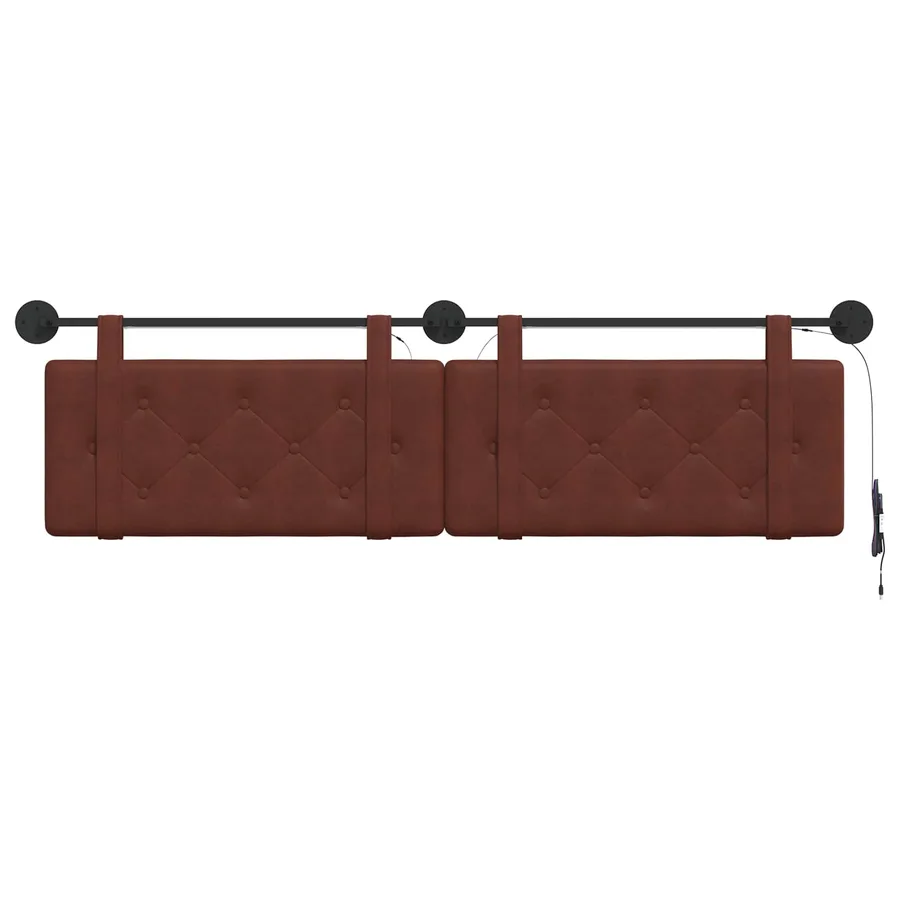 Tête de lit suspendue Avec lumière LED Brun Brillant PU antique - 6