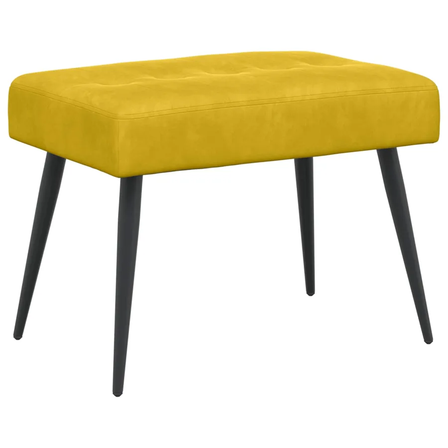 Banc avec capitonnage bouton Jaune 60 x 40 x 45 cm Velours - 2