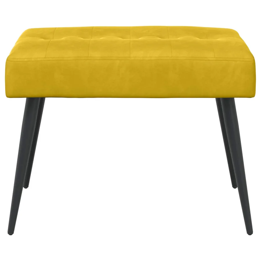 Banc avec capitonnage bouton Jaune 60 x 40 x 45 cm Velours - 5