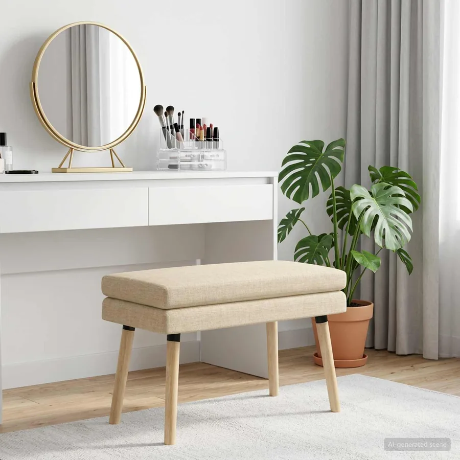 Banc à double couche Crème 80 x 40 x 47 cm Tissu