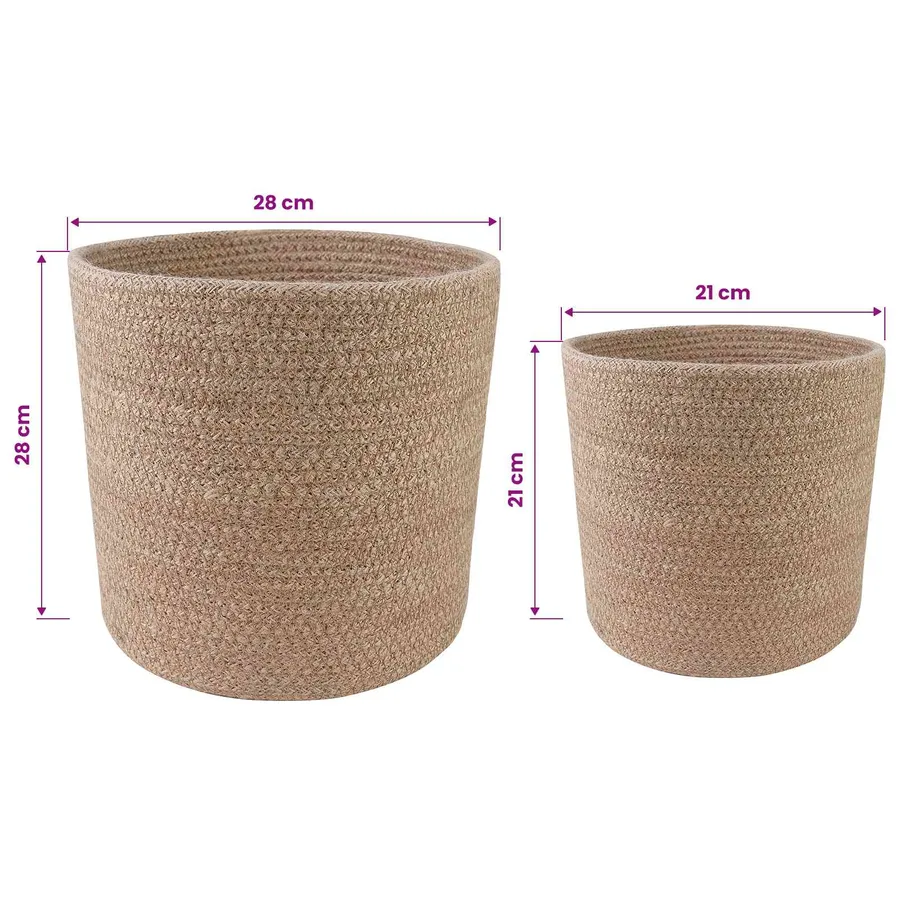 Ensemble de Pots à Plantes 2 pcs Naturel Ø 28 x 28 cm - 6