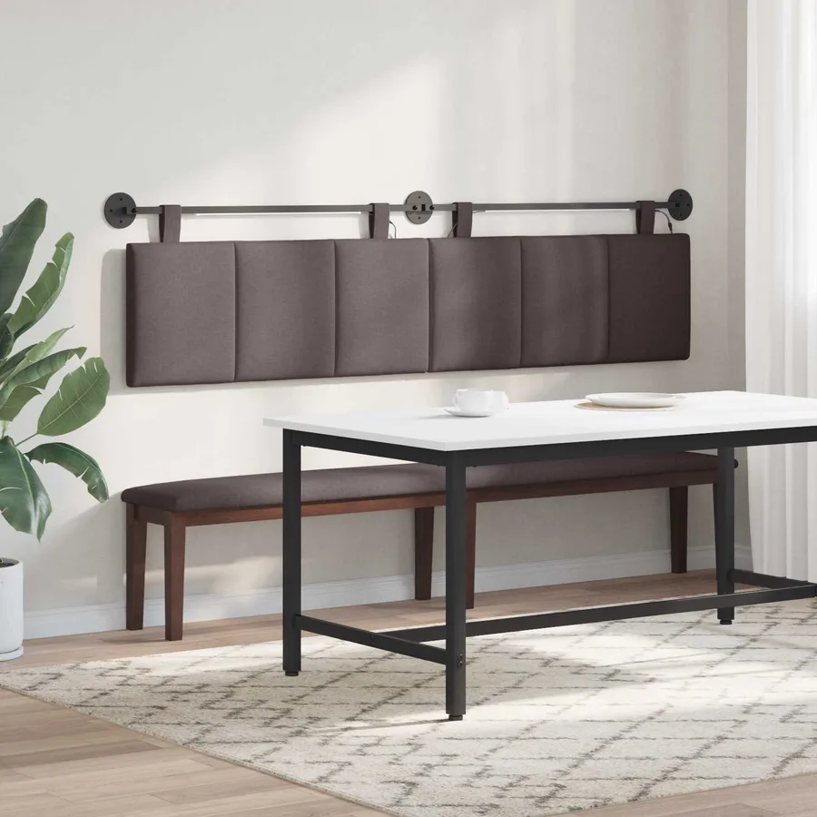 Tête de lit suspendue Avec lumière LED Marron foncé Tissu - 4