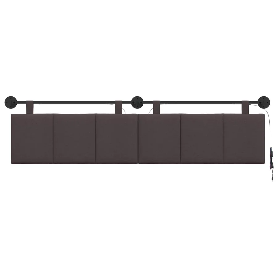 Tête de lit suspendue Avec lumière LED Marron foncé Tissu - 6