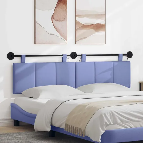 Tête de lit suspendue Avec lumière LED Bleu denim Tissu