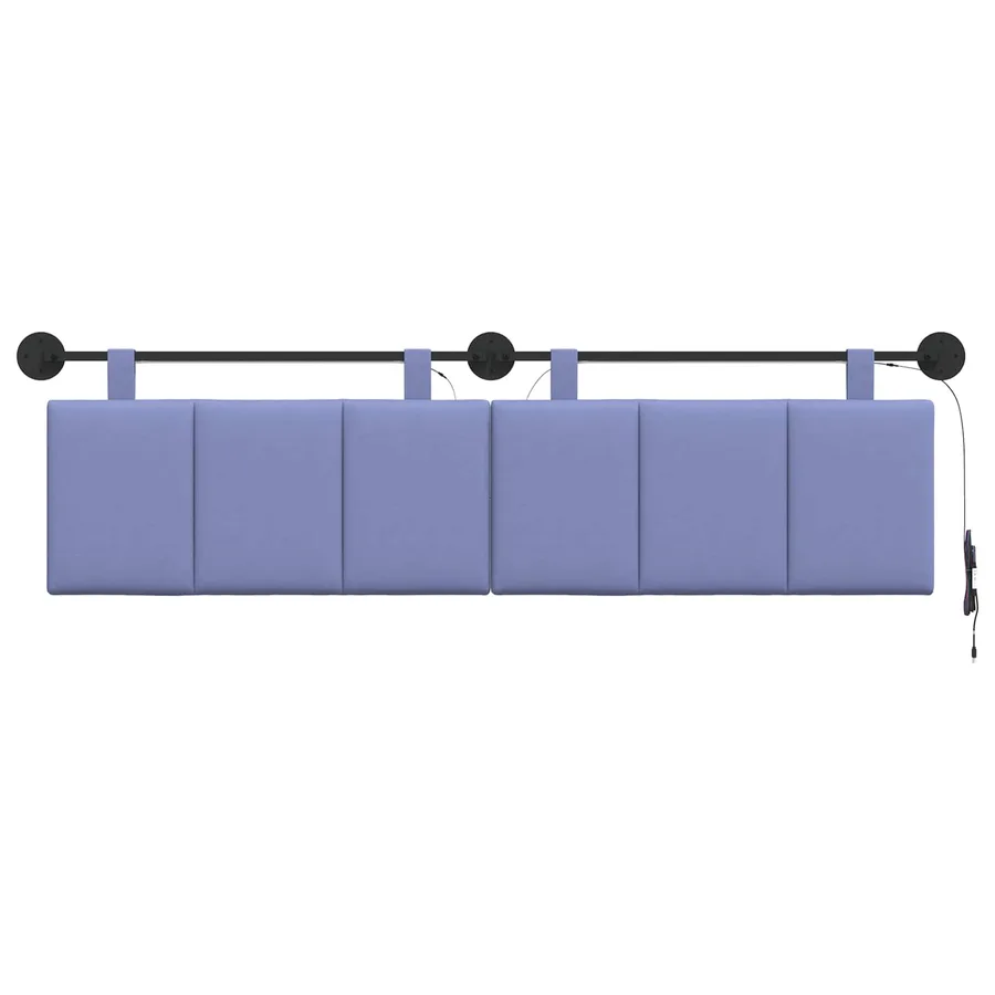 Tête de lit suspendue Avec lumière LED Bleu denim Tissu - 6