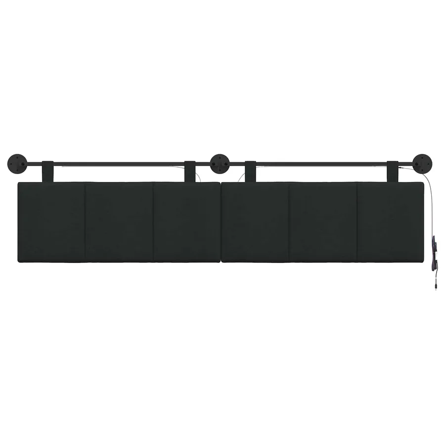 Tête de lit suspendue Avec lumière LED Noir Tissu - 6