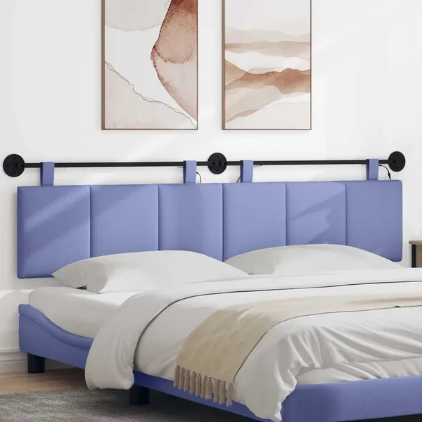 Tête de lit suspendue Avec lumière LED Bleu denim Tissu