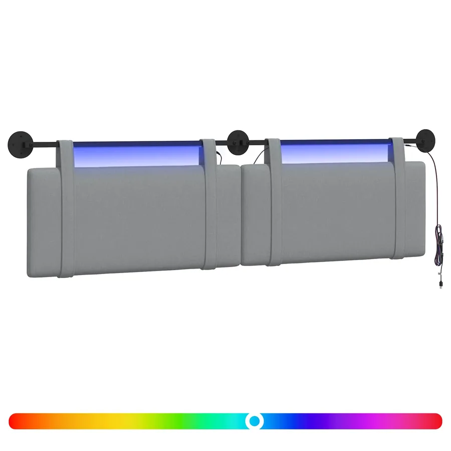 Tête de lit suspendue Avec lumière LED Gris clair Tissu - 2