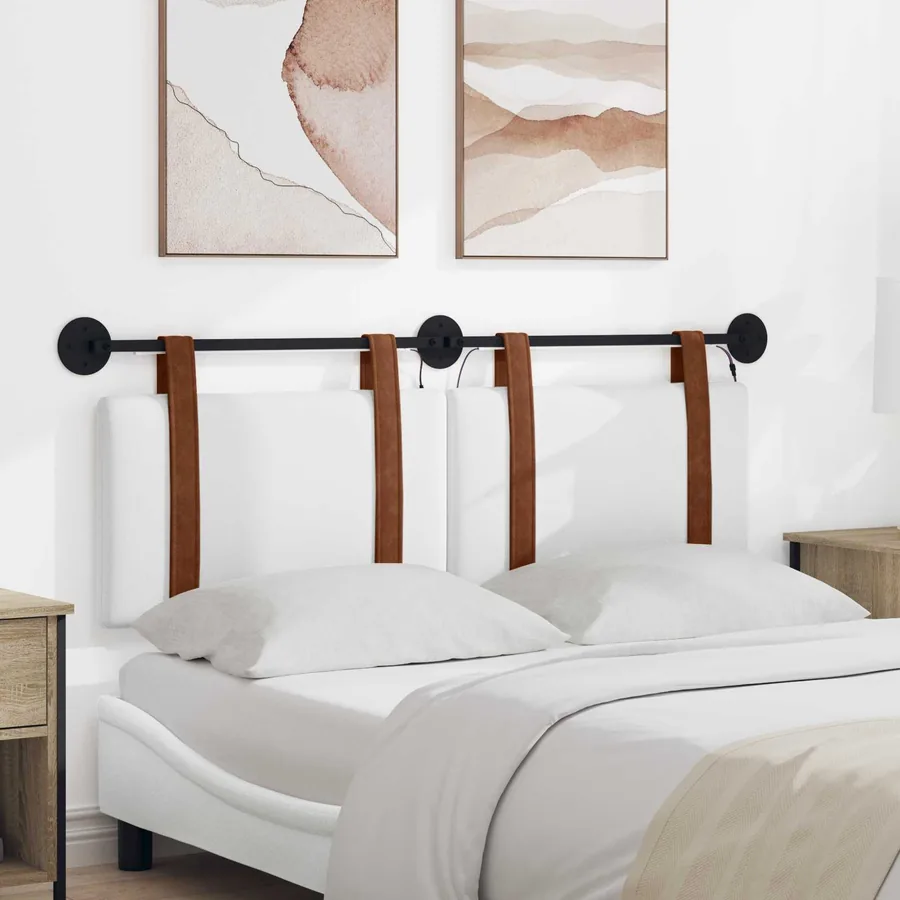 Tête de lit suspendue Avec lumière LED Blanc PU antique