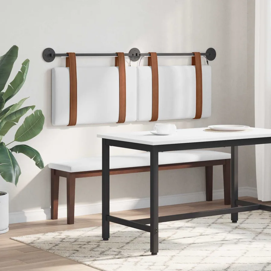 Tête de lit suspendue Avec lumière LED Blanc PU antique - 4