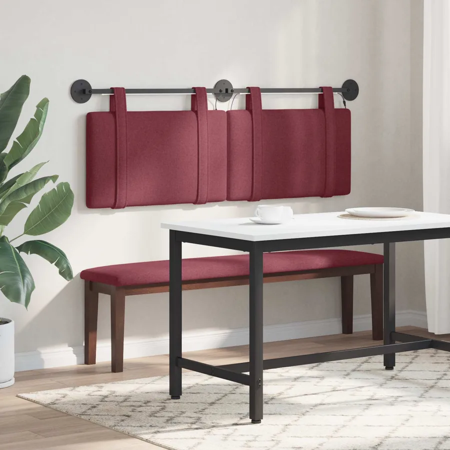 Tête de lit suspendue Avec lumière LED Bordeaux Tissu - 4