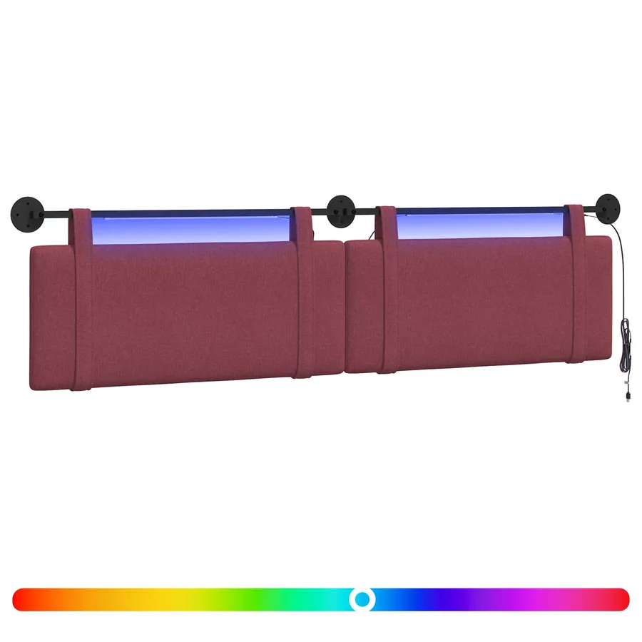 Tête de lit suspendue Avec lumière LED Bordeaux Tissu - 2