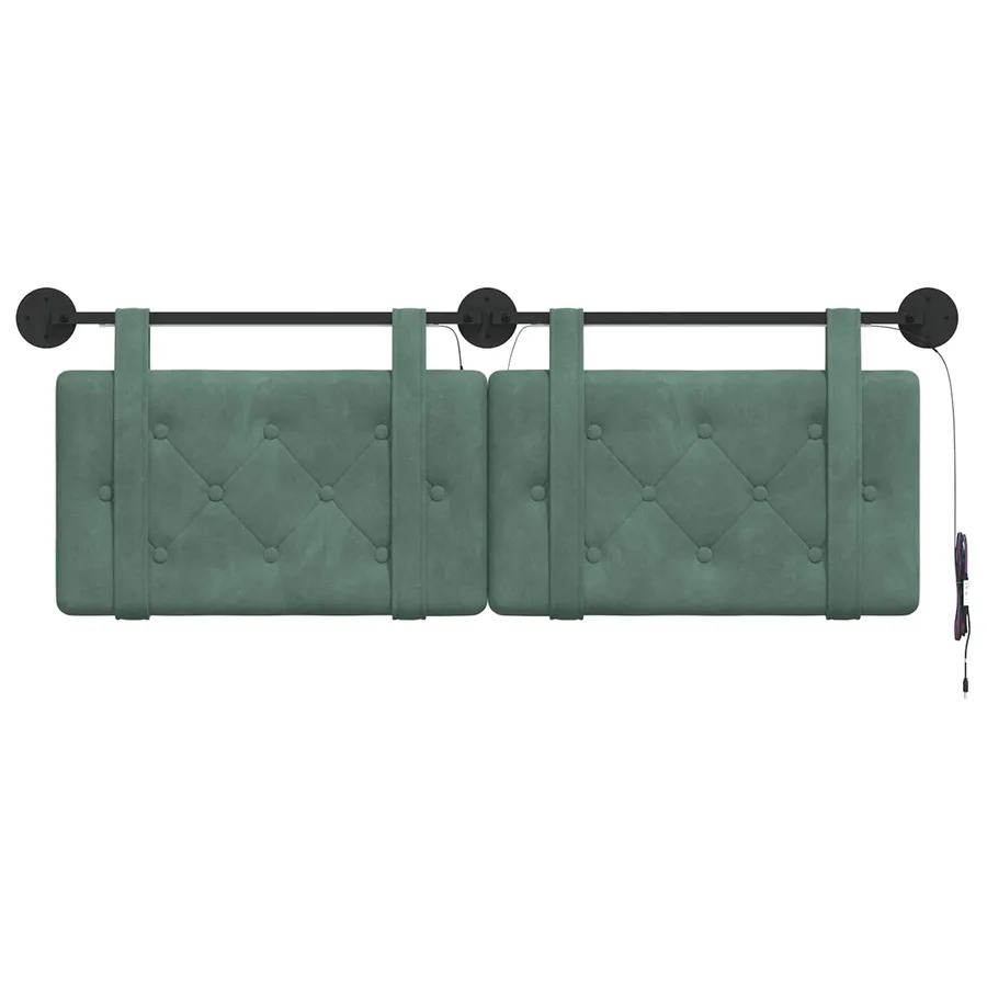 Tête de lit suspendue Avec lumière LED Vert Mer Velours - 6
