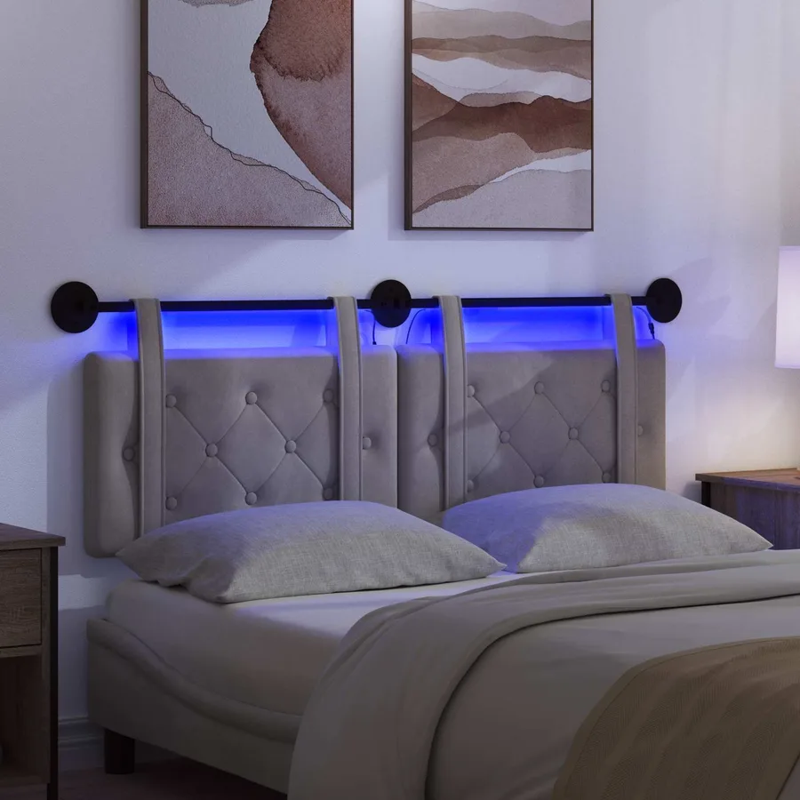 Tête de lit suspendue Avec lumière LED Gris clair Velours - 5
