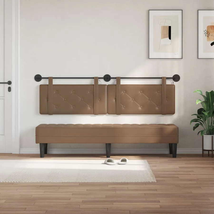 Tête de lit suspendue Avec lumière LED Cappuccino Simili cuir - 3