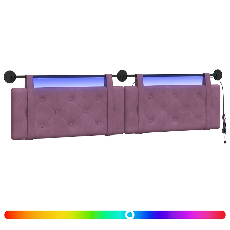 Tête de lit suspendue Avec lumière LED Pourpre Velours - 2
