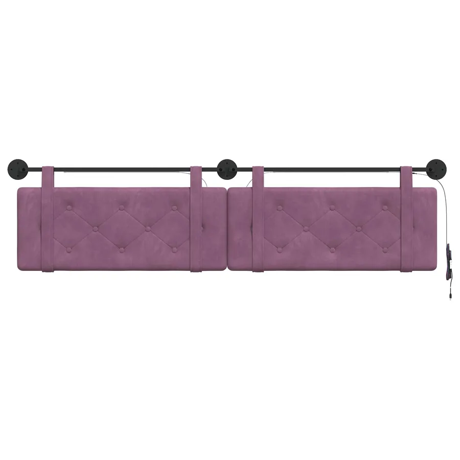 Tête de lit suspendue Avec lumière LED Pourpre Velours - 6