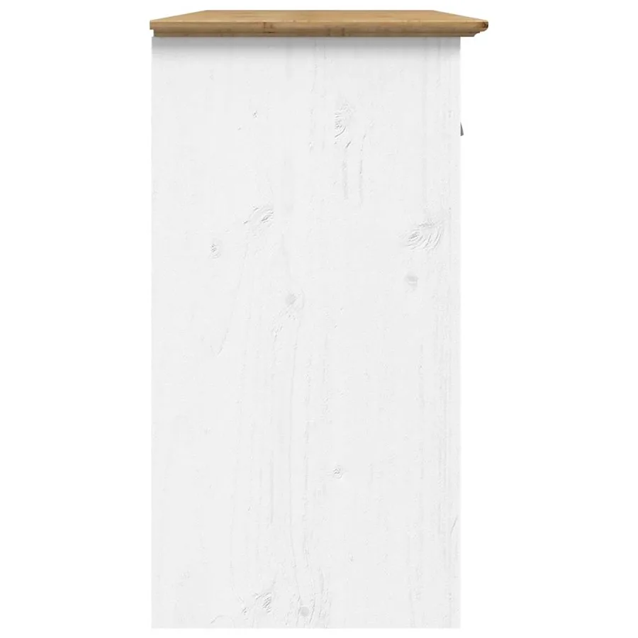 Buffet BODO blanc et marron 115,5x44x80 cm bois massif de pin - 5