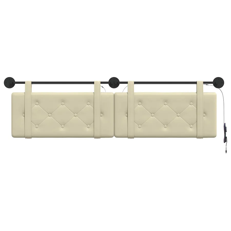 Tête de lit suspendue Avec lumière LED Crème Simili cuir - 6