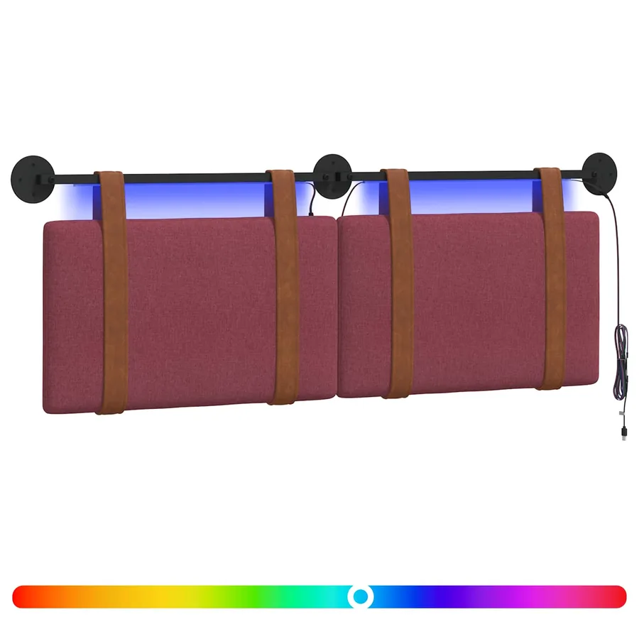 Tête de lit suspendue Avec lumière LED Bordeaux PU antique - 2