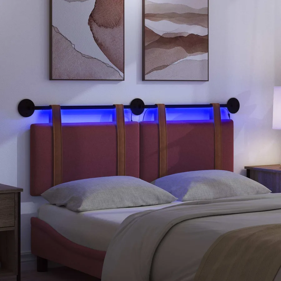 Tête de lit suspendue Avec lumière LED Bordeaux PU antique - 5