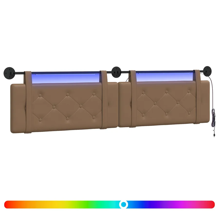 Tête de lit suspendue Avec lumière LED Cappuccino Simili cuir - 2