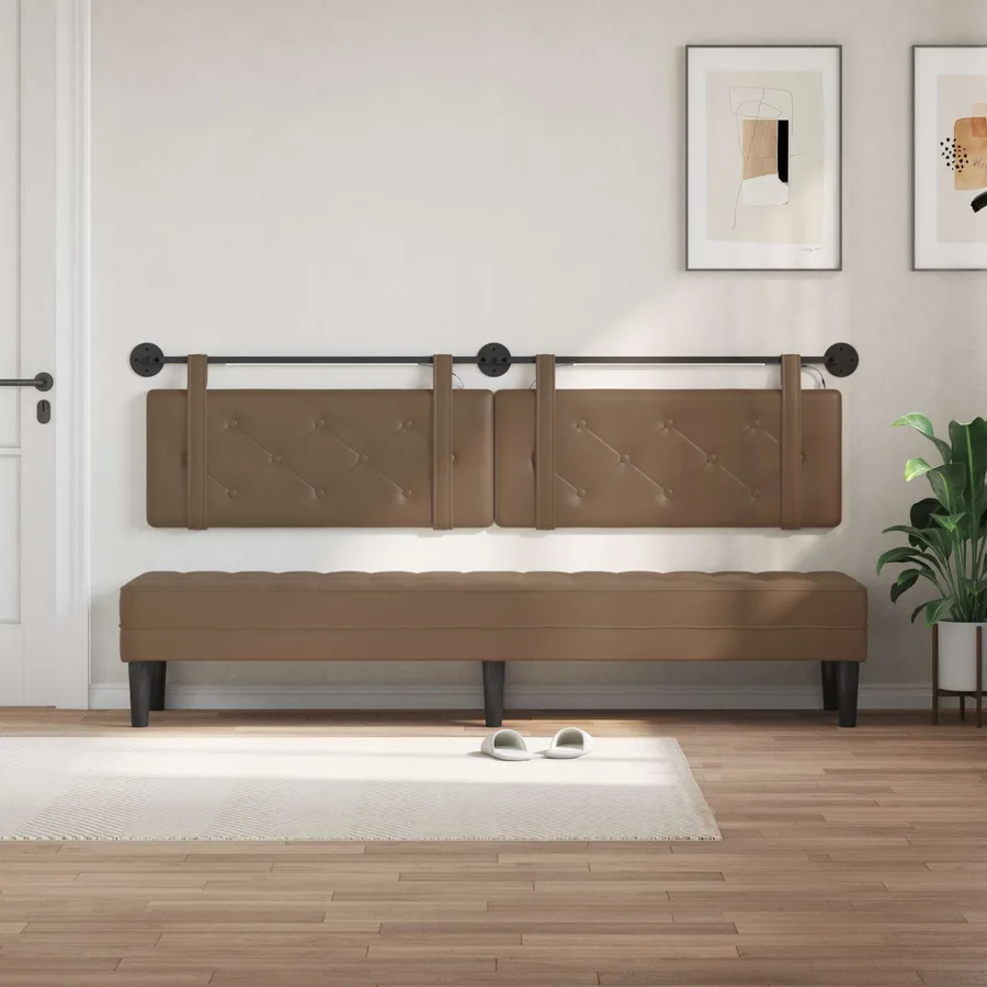 Tête de lit suspendue Avec lumière LED Cappuccino Simili cuir - 3