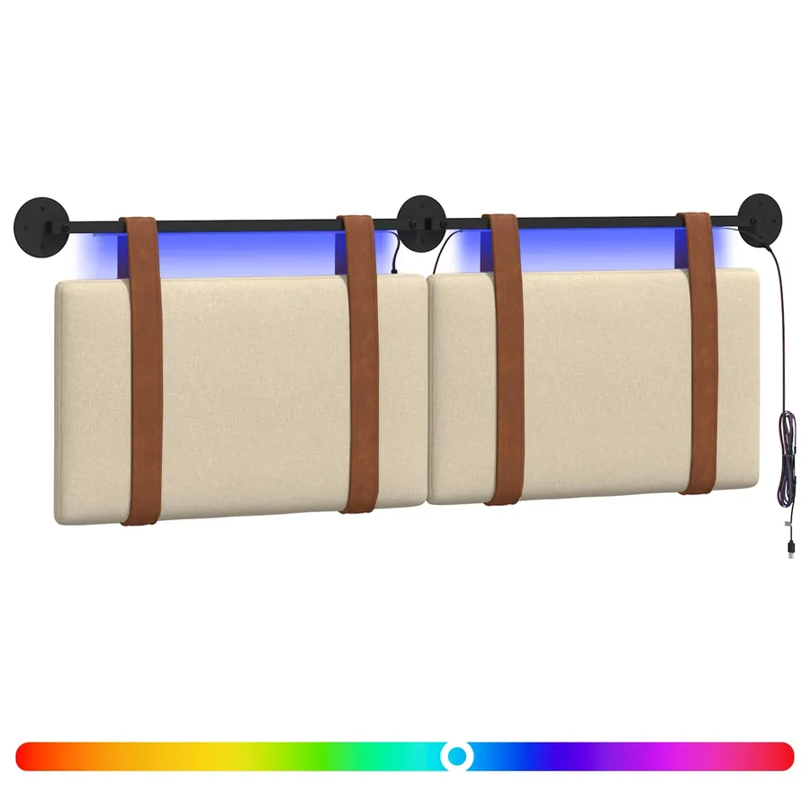 Tête de lit suspendue Avec lumière LED Crème PU antique - 2