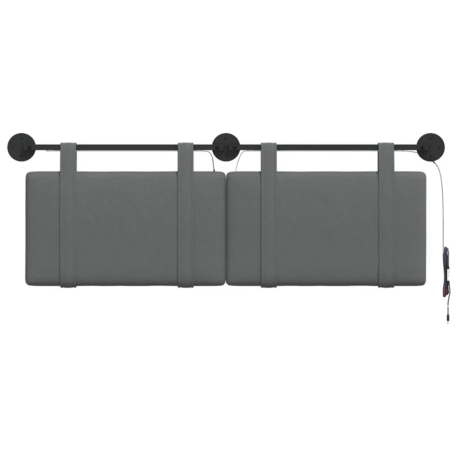 Tête de lit suspendue Avec lumière LED Gris foncé Tissu - 6