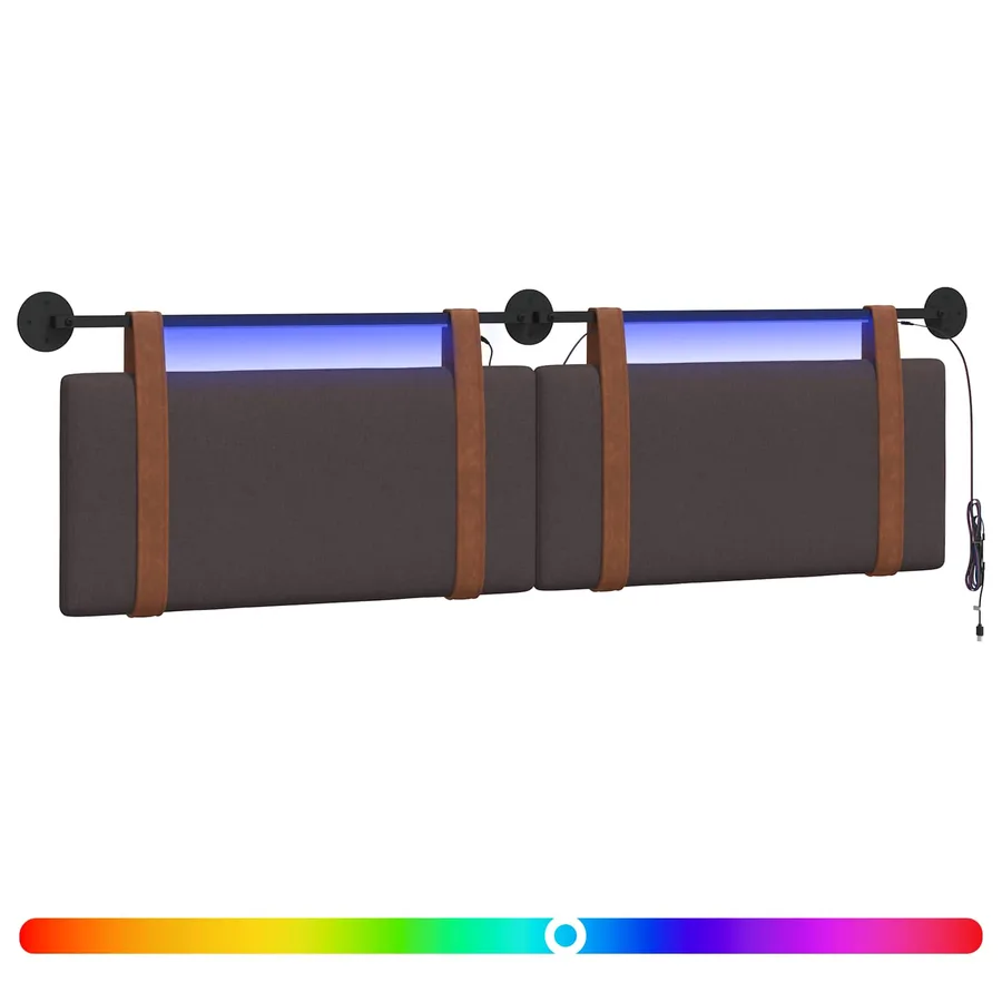 Tête de lit suspendue Avec lumière LED Marron foncé PU antique - 2