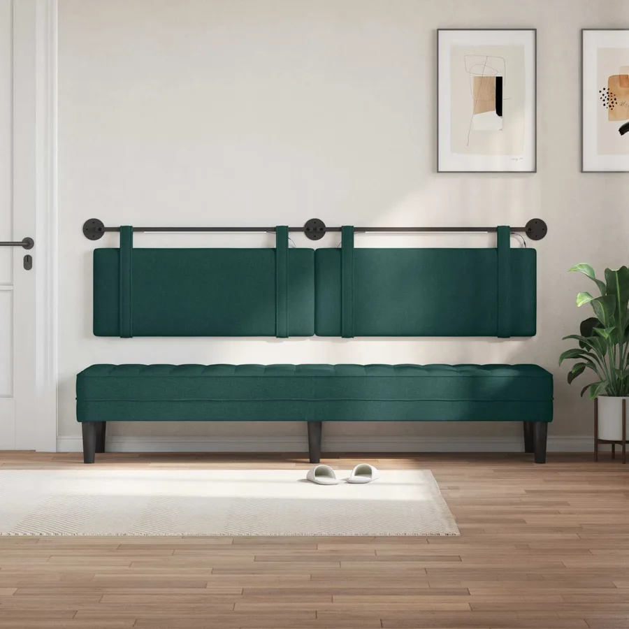 Tête de lit suspendue Avec lumière LED Vert foncé Tissu - 3