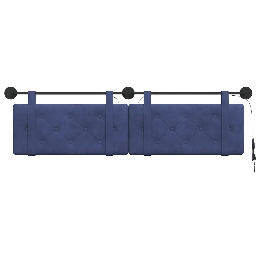 Tête de lit suspendue Avec lumière LED Bleu police Velours - 6