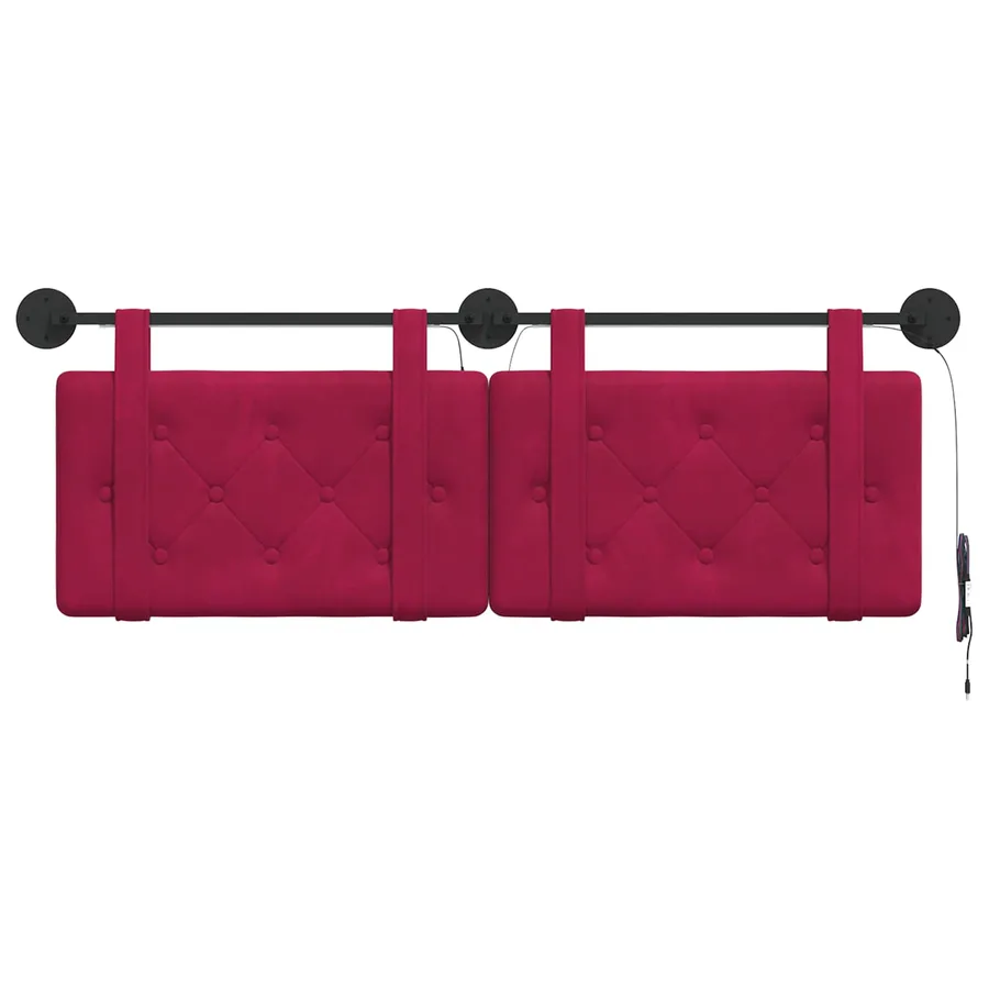 Tête de lit suspendue Avec lumière LED Bordeaux Velours - 6