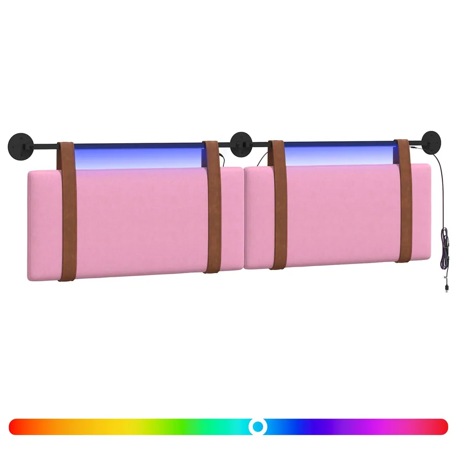 Tête de lit suspendue Avec lumière LED Rose PU antique - 2