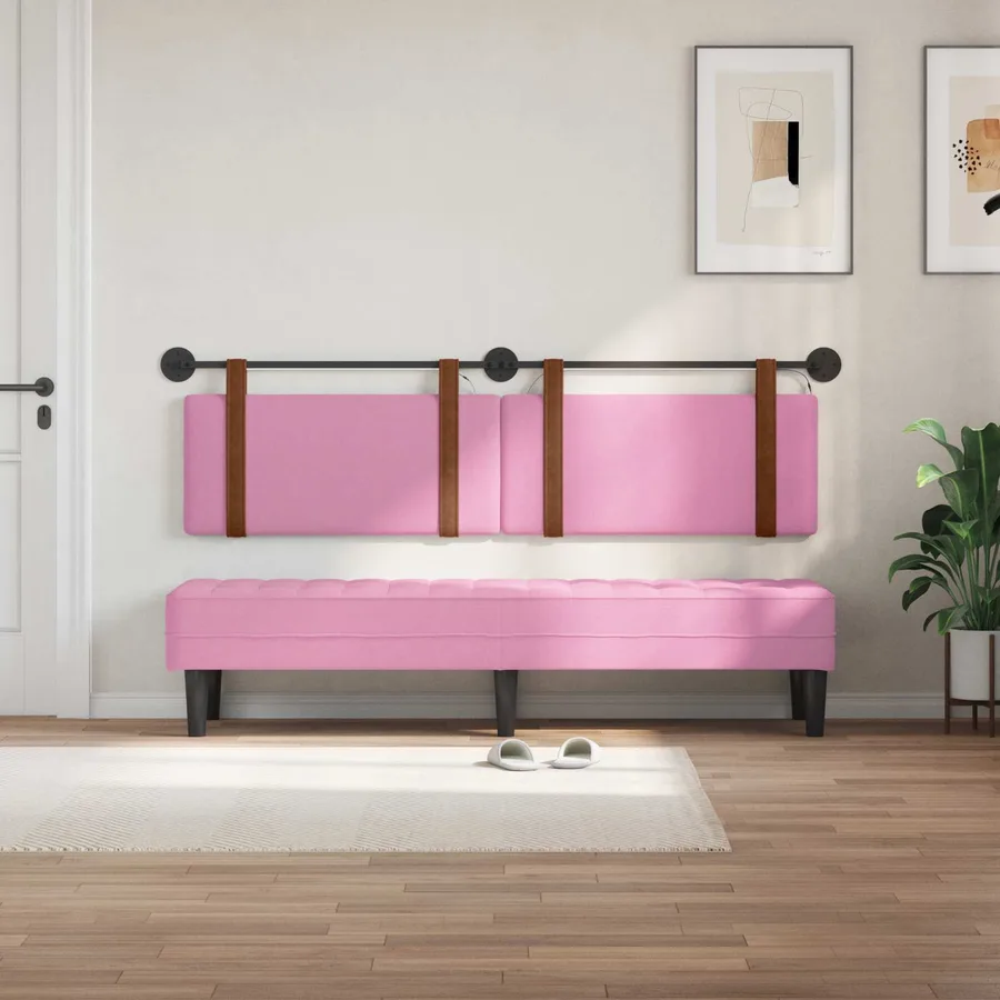 Tête de lit suspendue Avec lumière LED Rose PU antique - 3