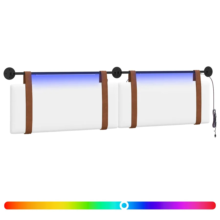 Tête de lit suspendue Avec lumière LED Blanc PU antique - 2