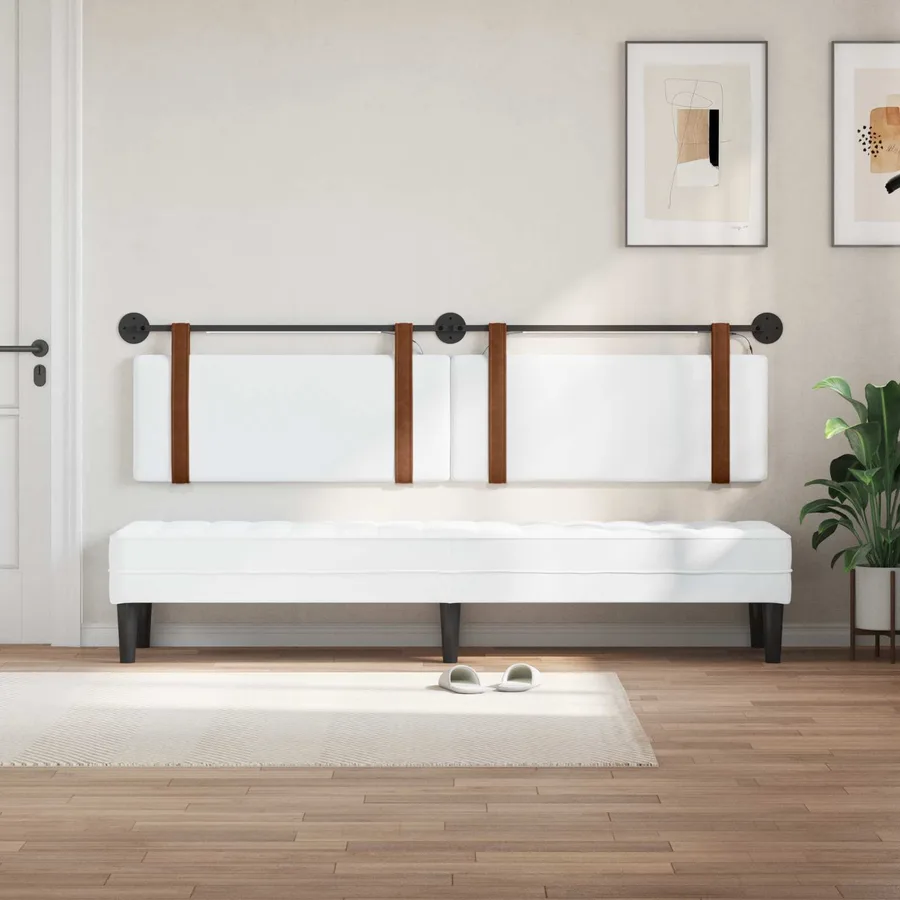 Tête de lit suspendue Avec lumière LED Blanc PU antique - 3