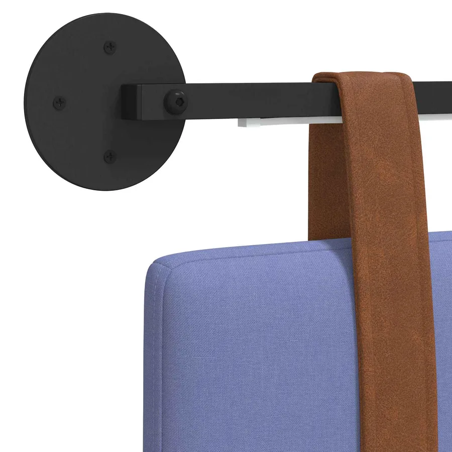 Tête de lit suspendue Avec lumière LED Bleu denim PU antique - 8