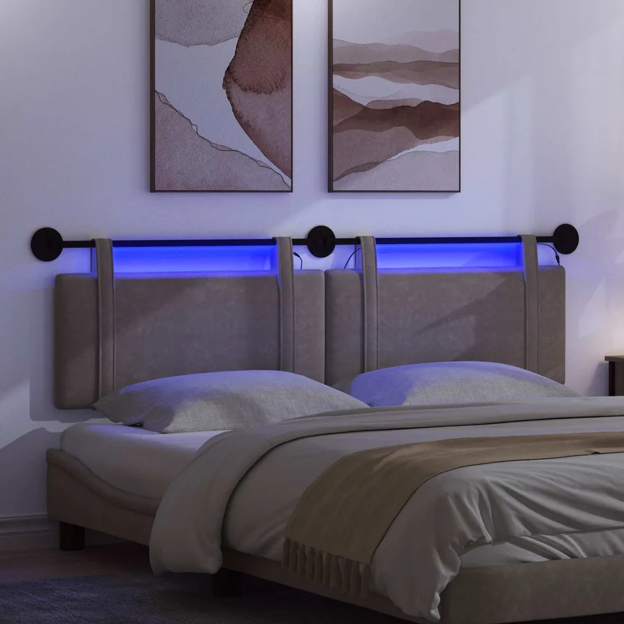 Tête de lit suspendue Avec lumière LED Gris PU antique - 5