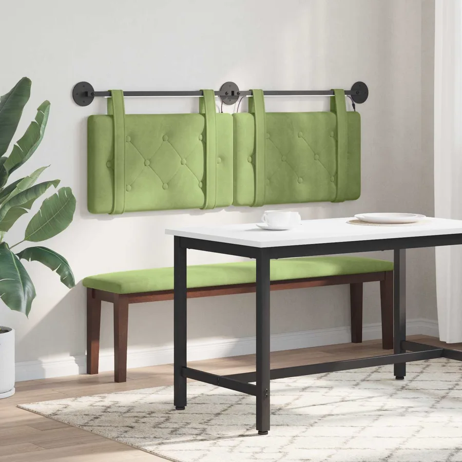 Tête de lit suspendue Avec lumière LED Vert clair Velours - 4