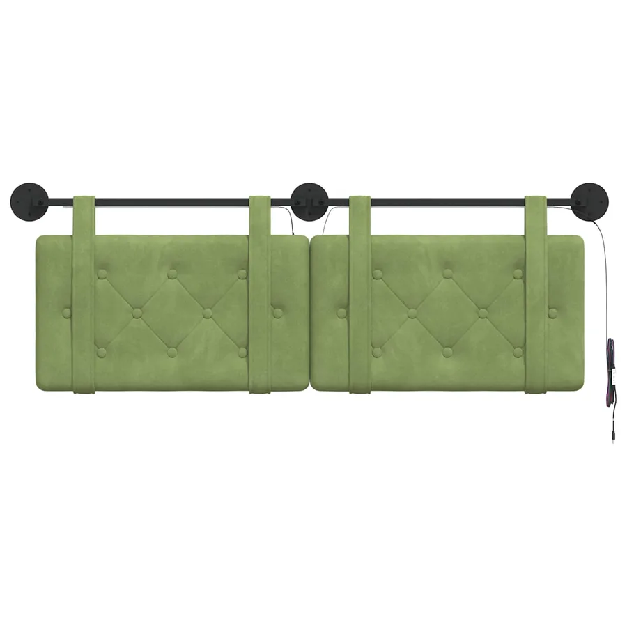 Tête de lit suspendue Avec lumière LED Vert clair Velours - 6