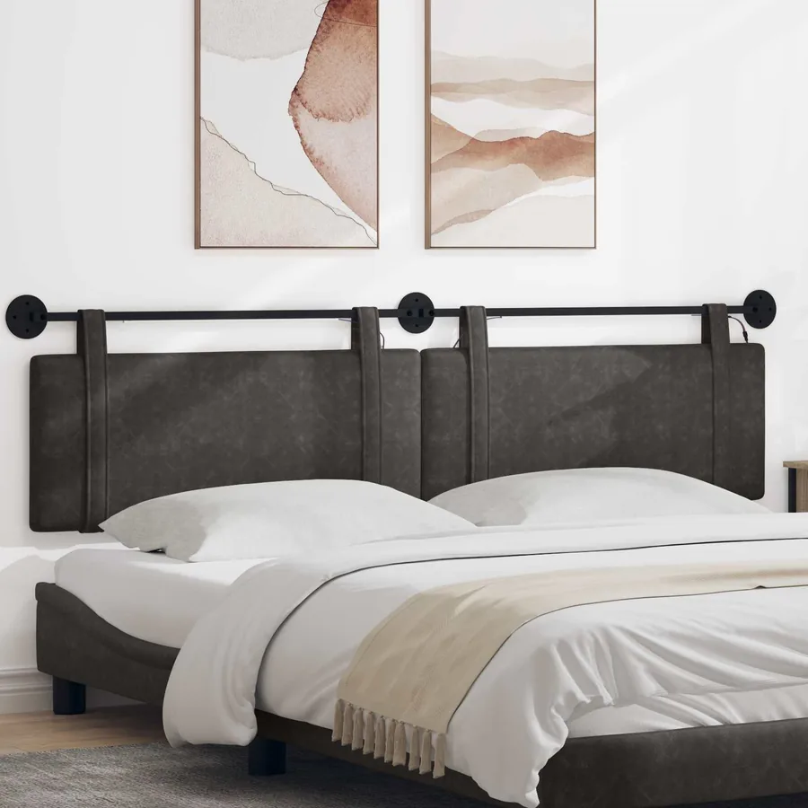 Tête de lit suspendue Avec lumière LED Noir PU antique
