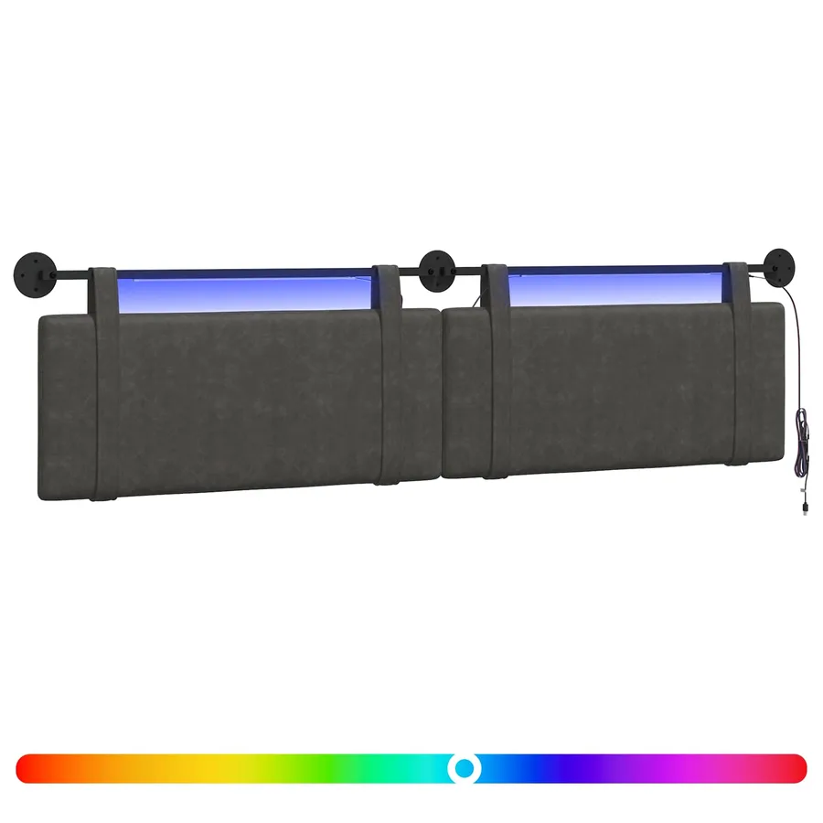 Tête de lit suspendue Avec lumière LED Noir PU antique - 2