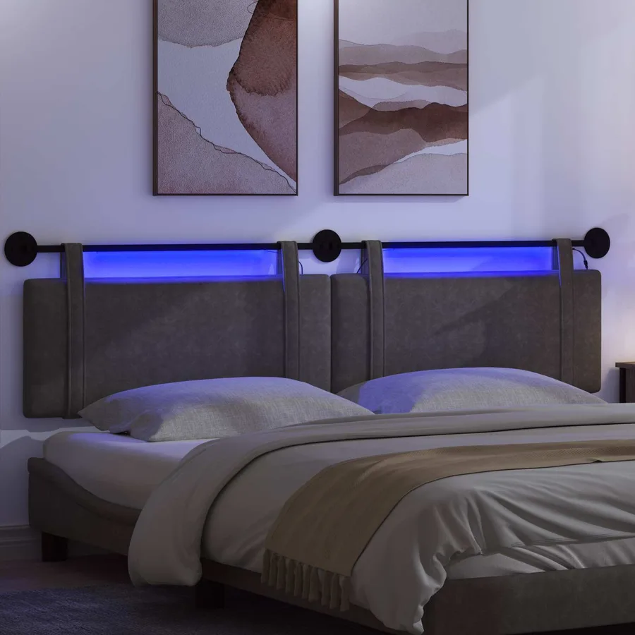Tête de lit suspendue Avec lumière LED Noir PU antique - 5