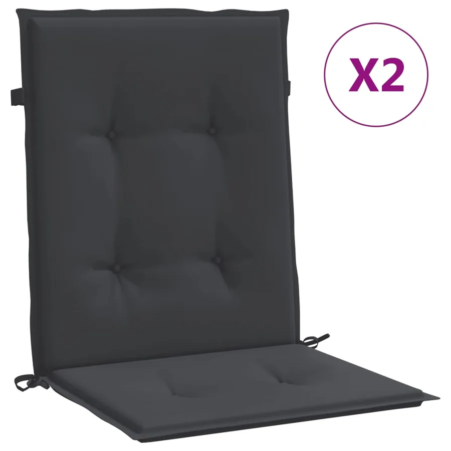 Coussins de chaise de jardin à dossier bas lot de 2 noir - 2