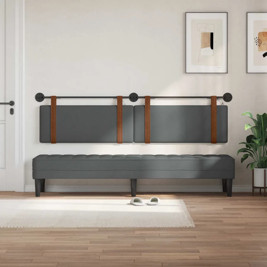 Tête de lit suspendue Avec lumière LED Gris foncé PU antique - 3