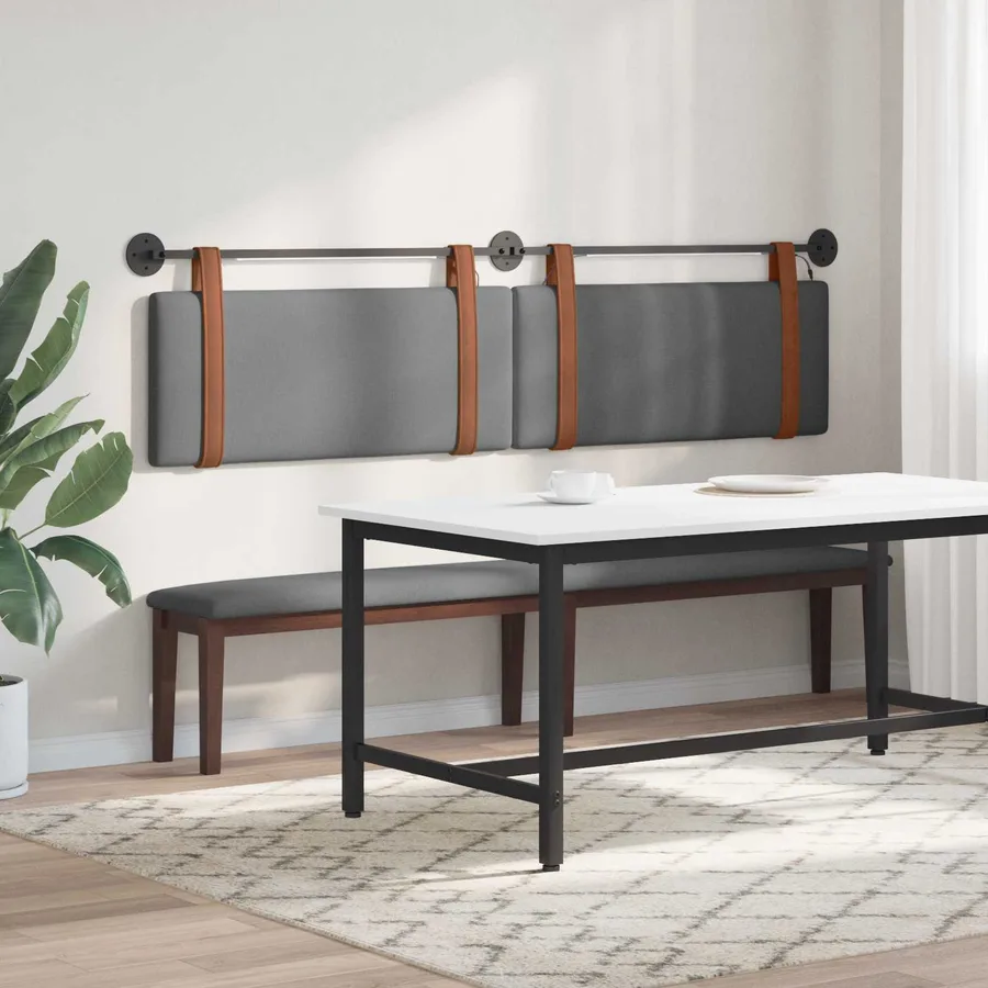Tête de lit suspendue Avec lumière LED Gris foncé PU antique - 4